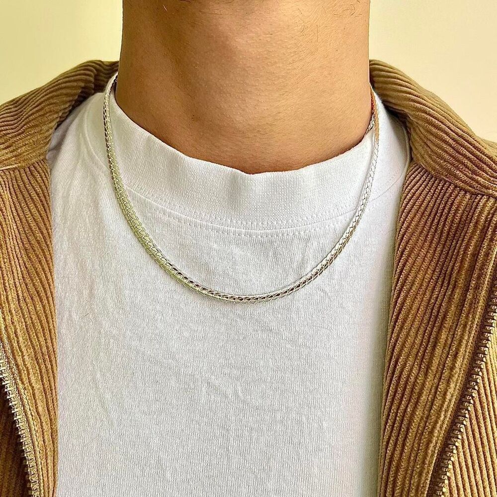 silver cuban link chain necklace